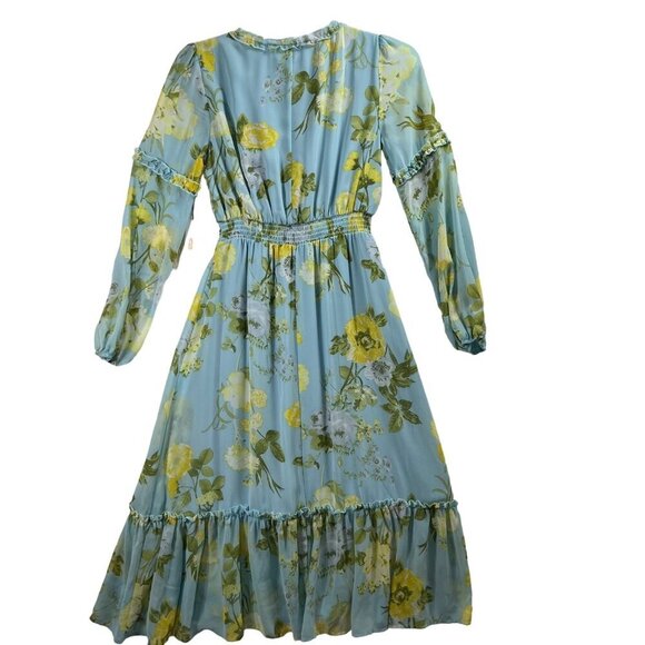 NWT June Hudson M Womens Maxi Dress Chiffon Ruffle Hem Smocked Waist Fairycore - Picture 5 of 16